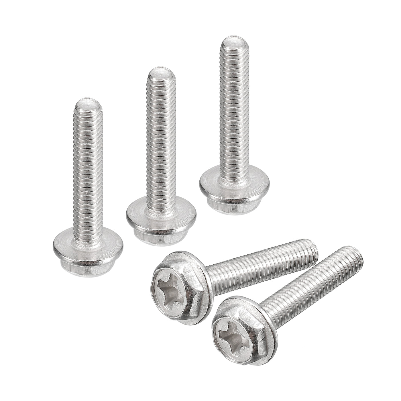 uxcell Uxcell Phillips Hex Head Flange Bolts, 304 Stainless Steel Hexagon Phillips Flange Hex Bolts Machine Screws