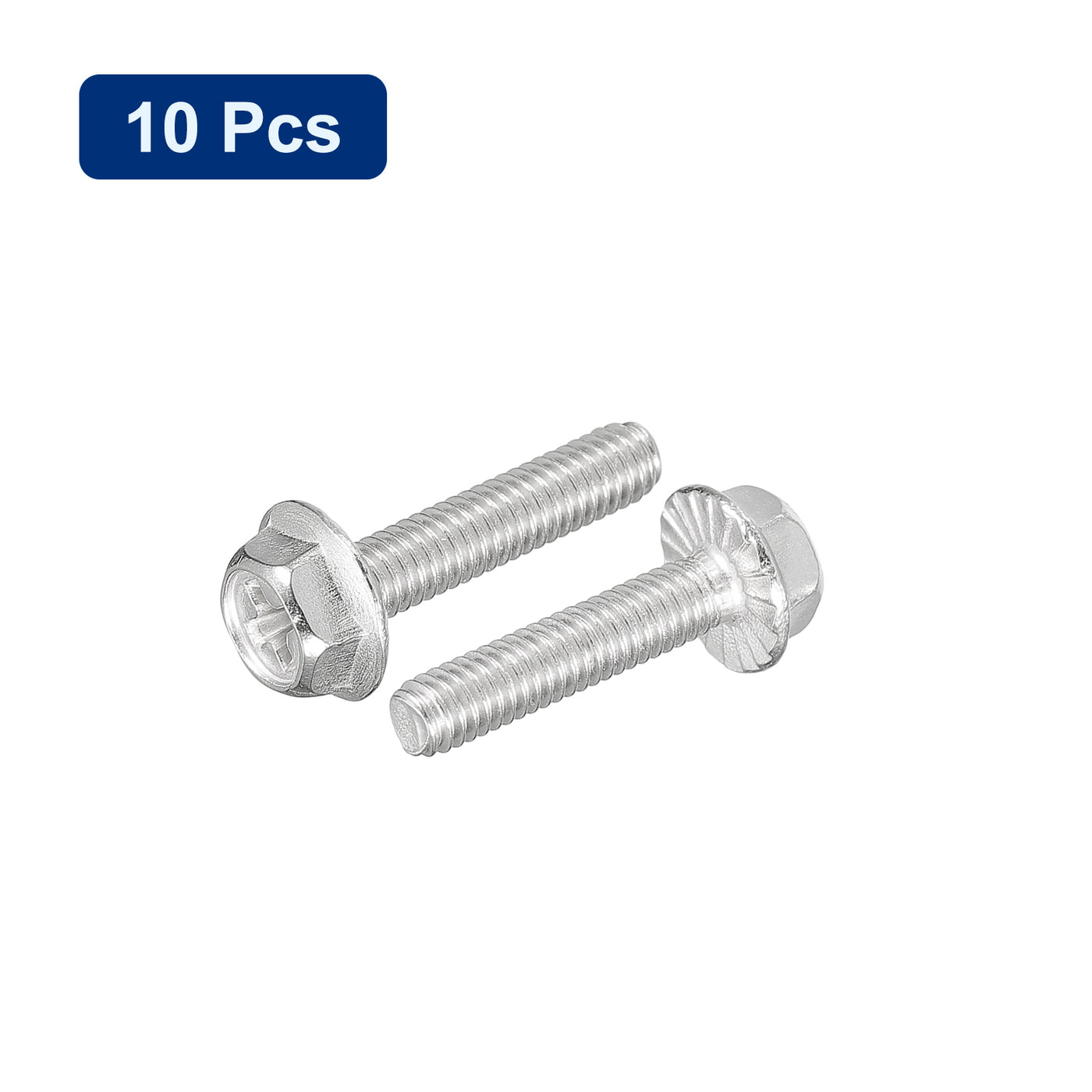 uxcell Uxcell M4x18mm Phillips Hex Head Flange Bolts, 10pcs 304 Stainless Steel Screws