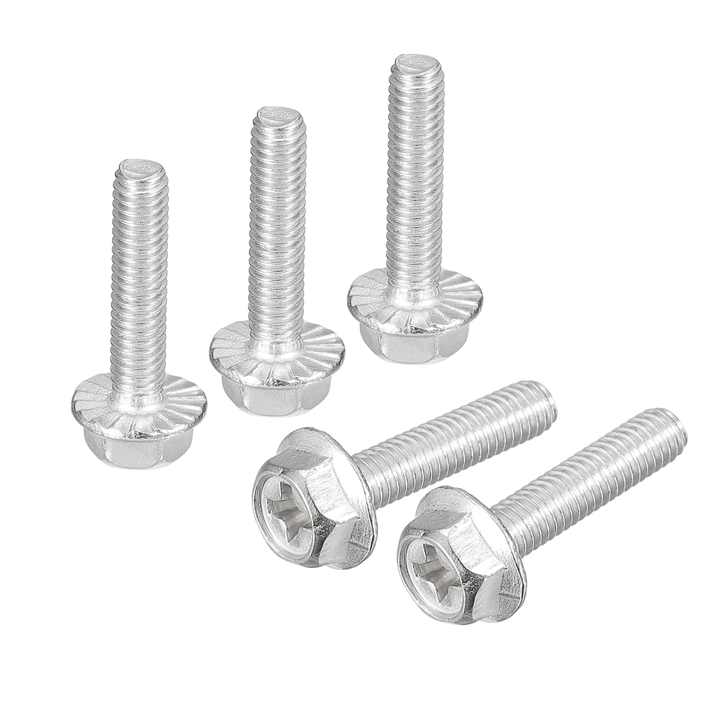 uxcell Uxcell M4x18mm Phillips Hex Head Flange Bolts, 10pcs 304 Stainless Steel Screws