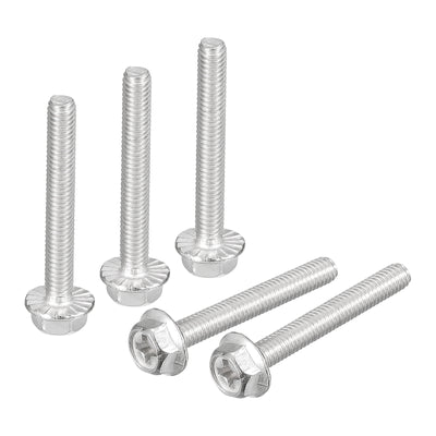 Harfington Uxcell M4x30mm Phillips Hex Head Flange Bolts, 30pcs 304 Stainless Steel Screws