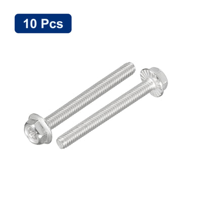 Harfington Uxcell M4x40mm Phillips Hex Head Flange Bolts, 10pcs 304 Stainless Steel Screws