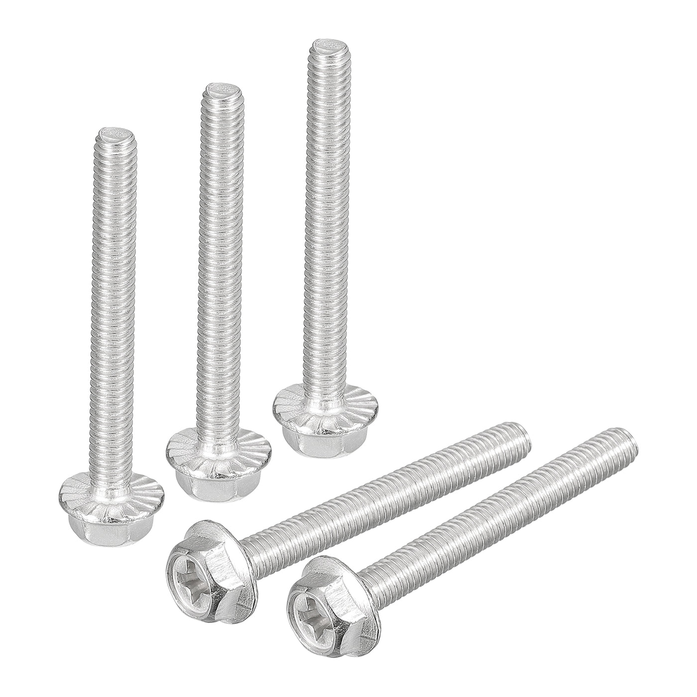 uxcell Uxcell M4x40mm Phillips Hex Head Flange Bolts, 10pcs 304 Stainless Steel Screws