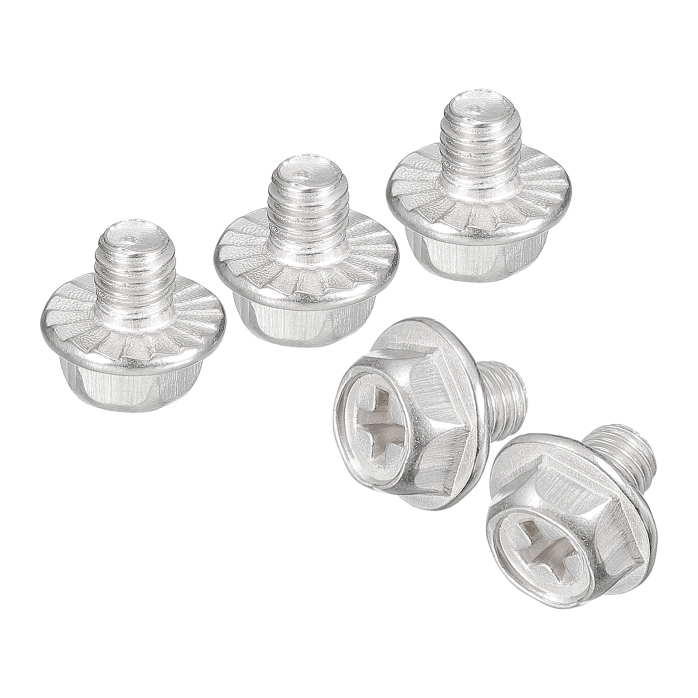 uxcell Uxcell M5x6mm Phillips Hex Head Flange Bolts, 10pcs 304 Stainless Steel Screws