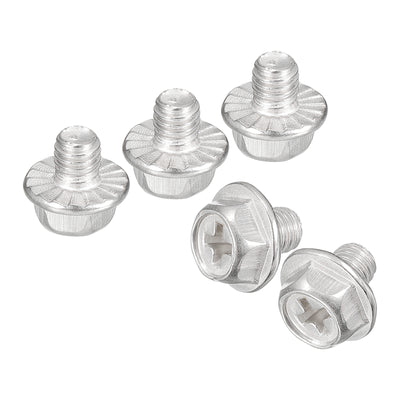 Harfington Uxcell M5x6mm Phillips Hex Head Flange Bolts, 10pcs 304 Stainless Steel Screws