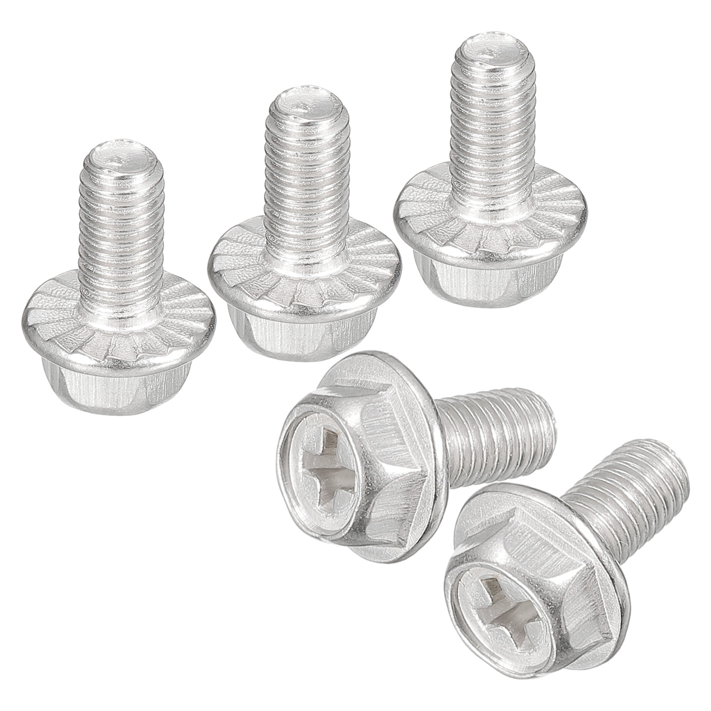 uxcell Uxcell M5x10mm Phillips Hex Head Flange Bolts, 10pcs 304 Stainless Steel Screws