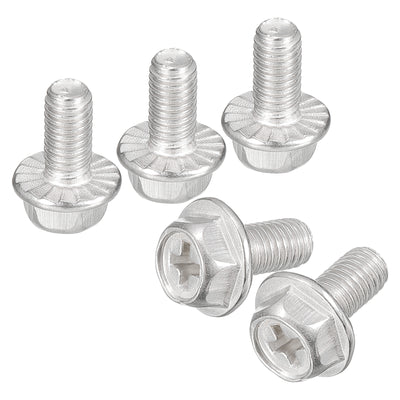 Harfington Uxcell M5x10mm Phillips Hex Head Flange Bolts, 10pcs 304 Stainless Steel Screws
