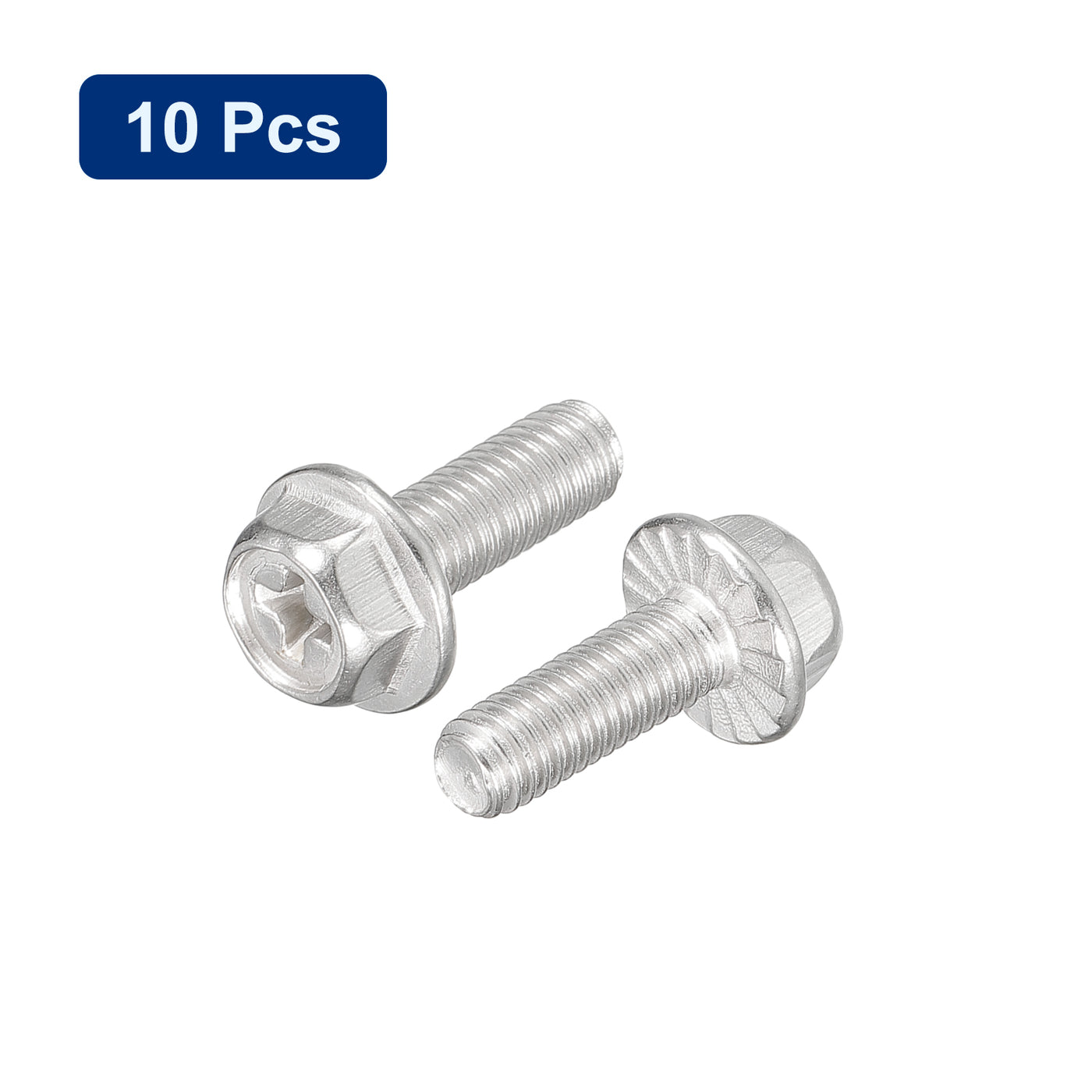 uxcell Uxcell M5x14mm Phillips Hex Head Flange Bolts, 10pcs 304 Stainless Steel Screws