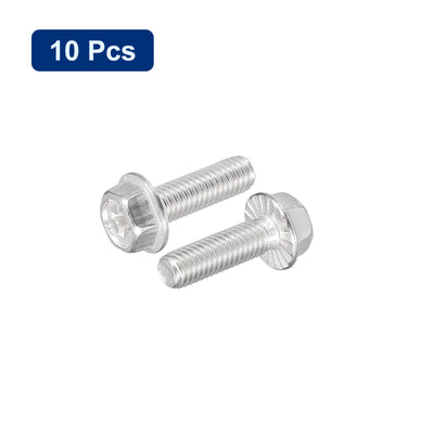 Harfington Uxcell M5x16mm Phillips Hex Head Flange Bolts, 10pcs 304 Stainless Steel Screws