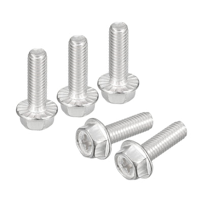 Harfington Uxcell M5x16mm Phillips Hex Head Flange Bolts, 10pcs 304 Stainless Steel Screws