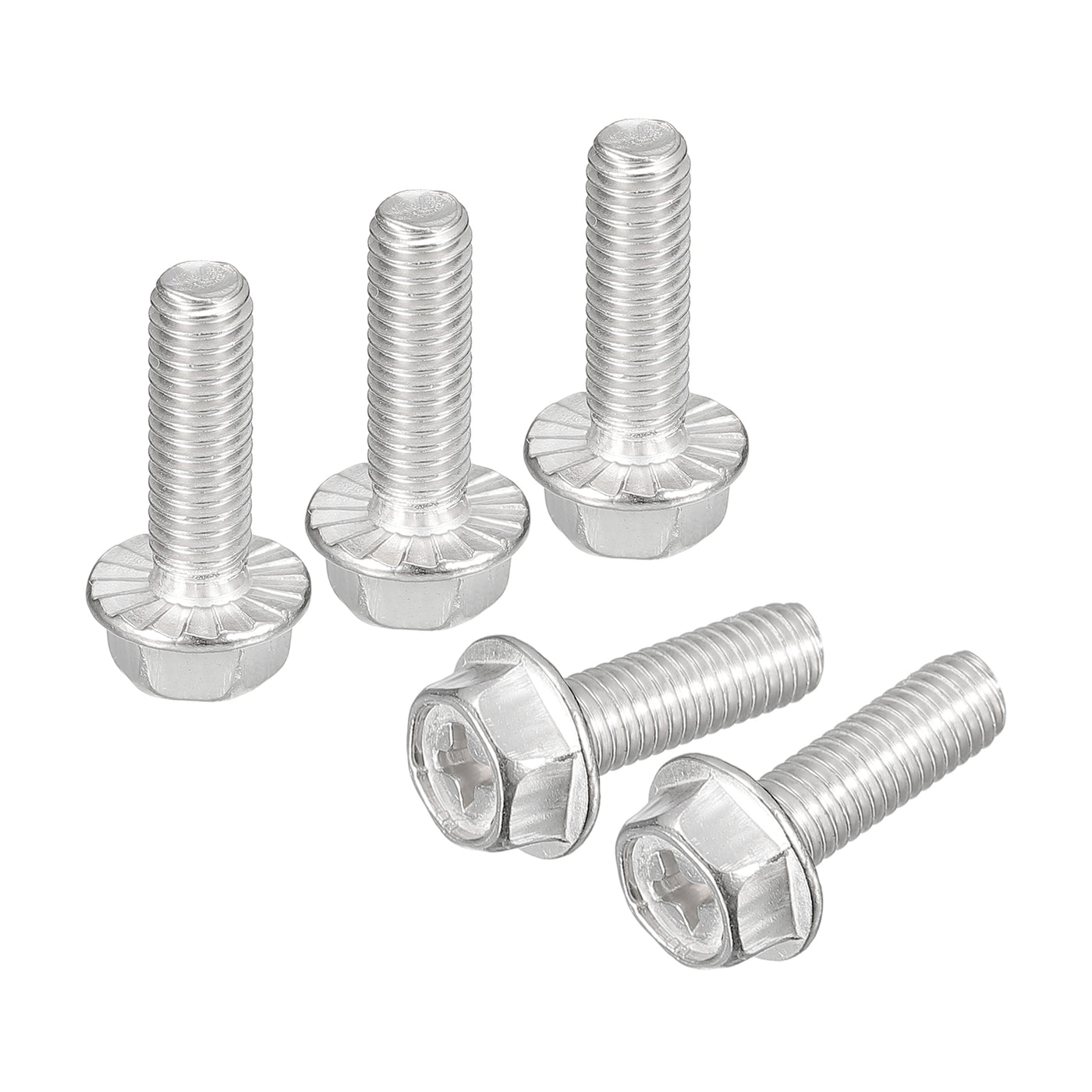 uxcell Uxcell M5x16mm Phillips Hex Head Flange Bolts, 25pcs 304 Stainless Steel Screws