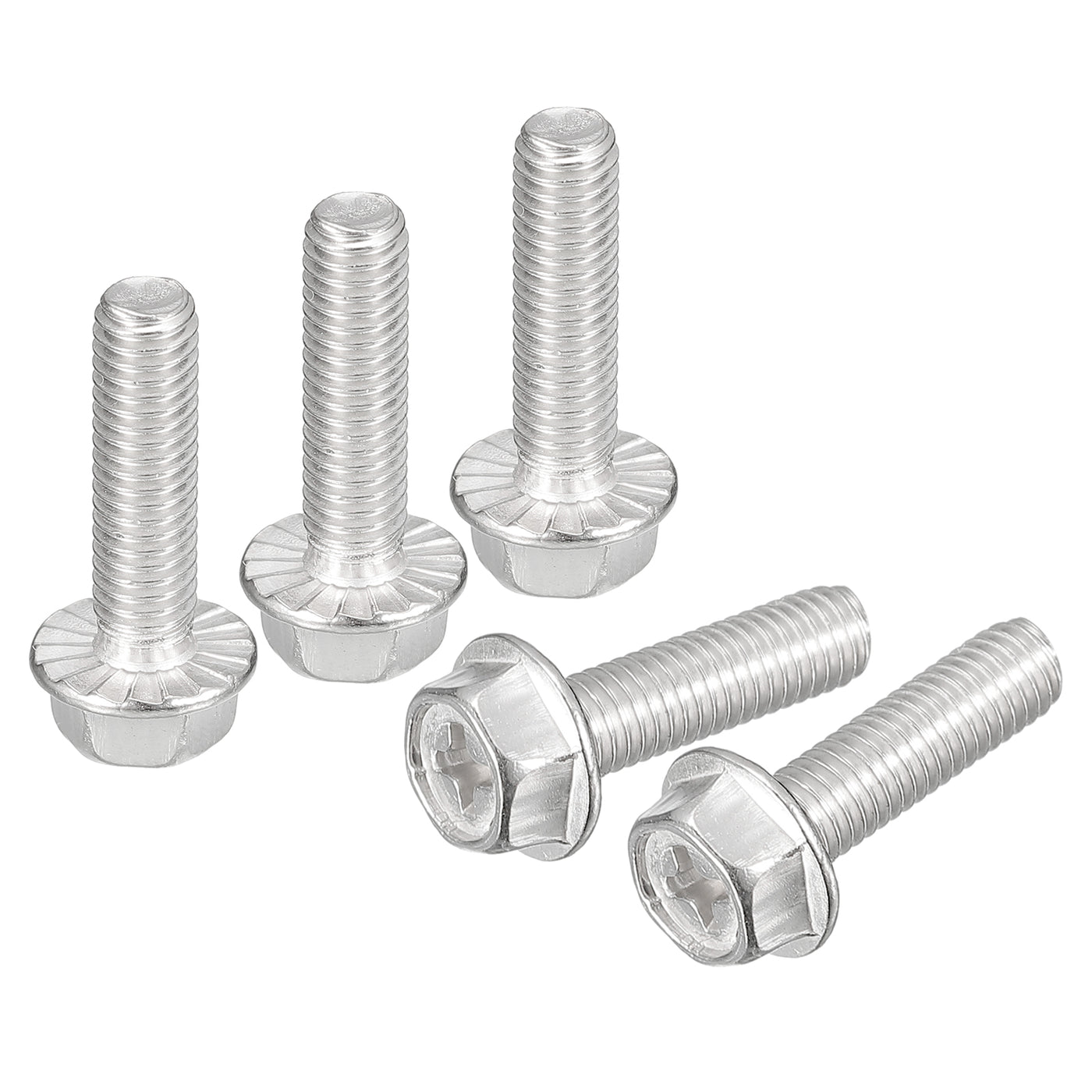 uxcell Uxcell M5x18mm Phillips Hex Head Flange Bolts, 25pcs 304 Stainless Steel Screws