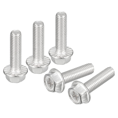 Harfington Uxcell M5x18mm Phillips Hex Head Flange Bolts, 25pcs 304 Stainless Steel Screws