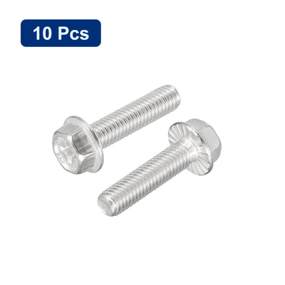 Harfington Uxcell M5x20mm Phillips Hex Head Flange Bolts, 10pcs 304 Stainless Steel Screws