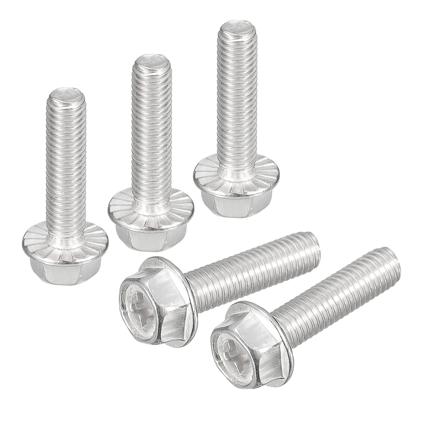 uxcell Uxcell M5x20mm Phillips Hex Head Flange Bolts, 10pcs 304 Stainless Steel Screws