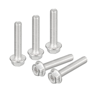 Harfington Uxcell M5x25mm Phillips Hex Head Flange Bolts, 10pcs 304 Stainless Steel Screws