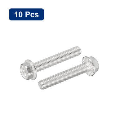 Harfington Uxcell M5x30mm Phillips Hex Head Flange Bolts, 10pcs 304 Stainless Steel Screws
