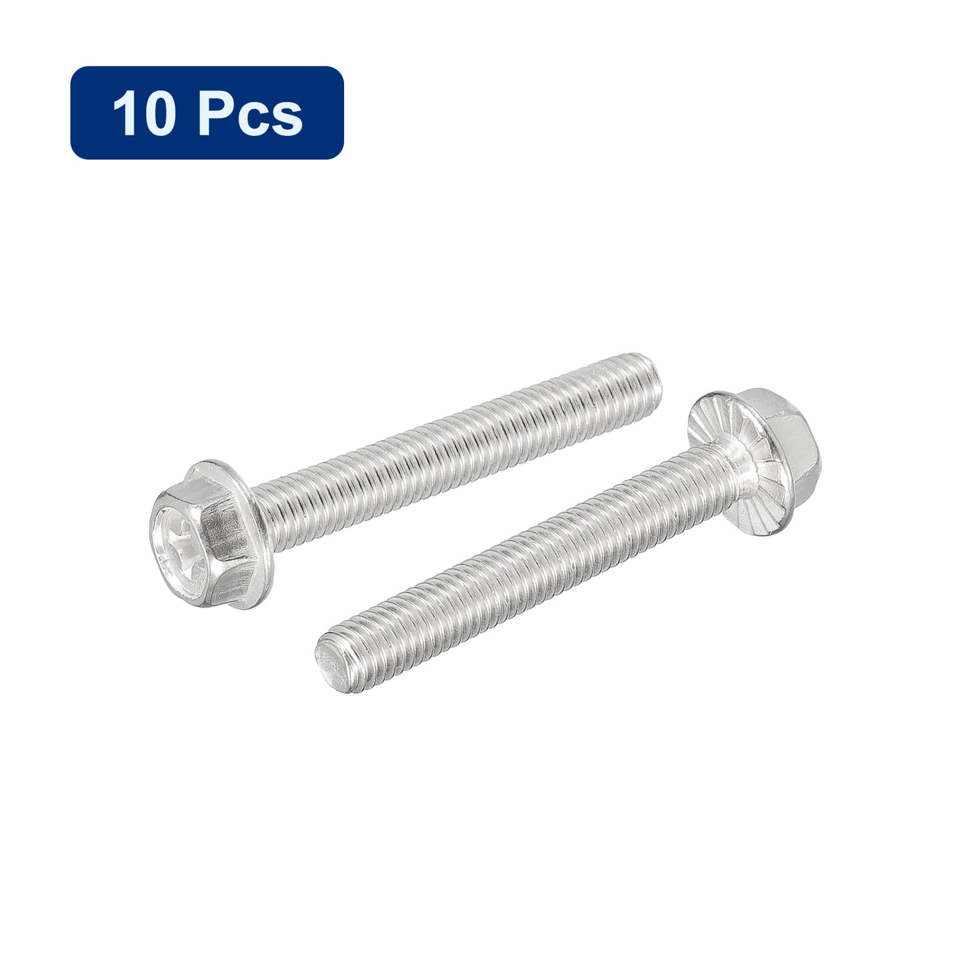 uxcell Uxcell M5x35mm Phillips Hex Head Flange Bolts, 10pcs 304 Stainless Steel Screws