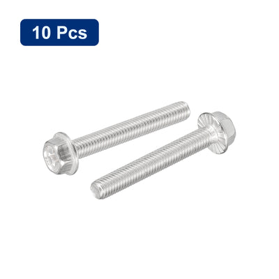 Harfington Uxcell M5x35mm Phillips Hex Head Flange Bolts, 10pcs 304 Stainless Steel Screws