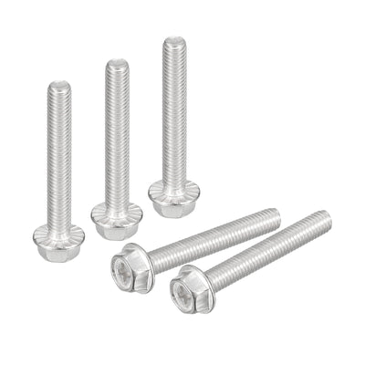 Harfington Uxcell M5x35mm Phillips Hex Head Flange Bolts, 10pcs 304 Stainless Steel Screws