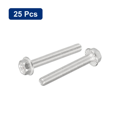 Harfington Uxcell M5x35mm Phillips Hex Head Flange Bolts, 25pcs 304 Stainless Steel Screws