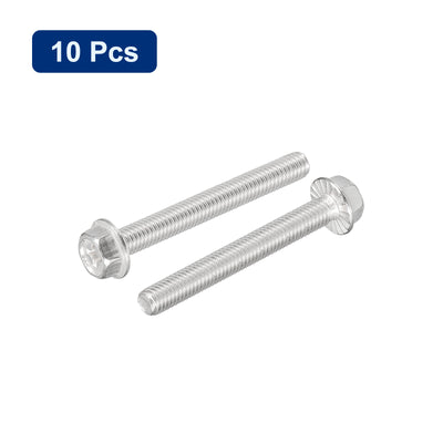 Harfington Uxcell M5x40mm Phillips Hex Head Flange Bolts, 10pcs 304 Stainless Steel Screws