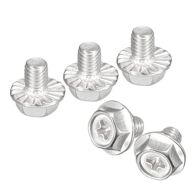 Harfington Uxcell M6x8mm Phillips Hex Head Flange Bolts, 10pcs 304 Stainless Steel Screws