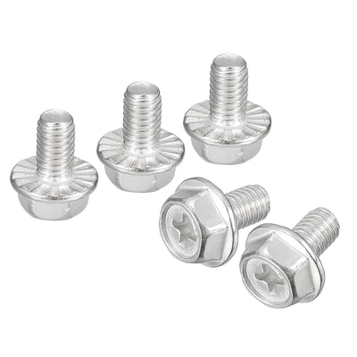 Harfington Uxcell M6x10mm Phillips Hex Head Flange Bolts, 10pcs 304 Stainless Steel Screws
