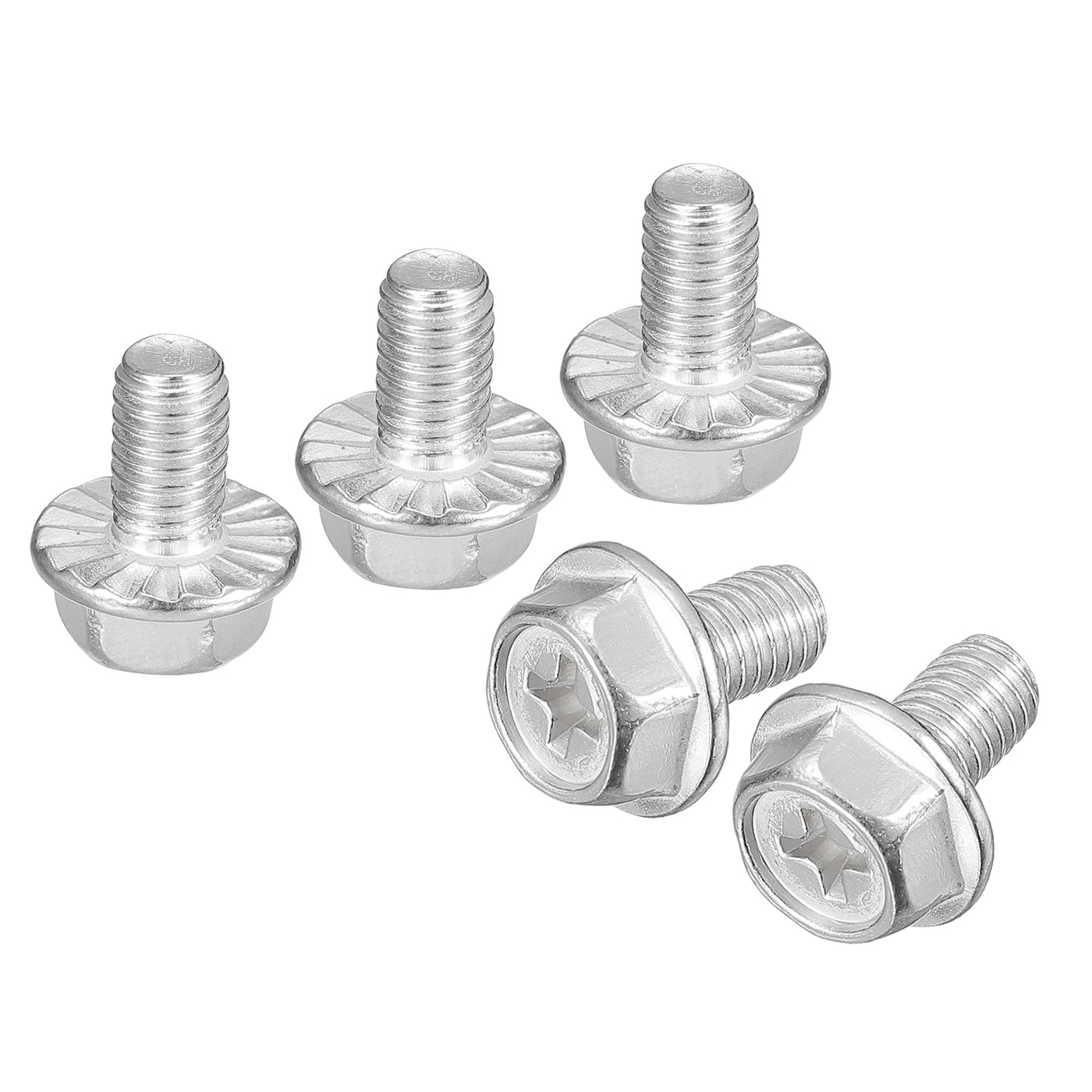 uxcell Uxcell M6x10mm Phillips Hex Head Flange Bolts, 20pcs 304 Stainless Steel Screws