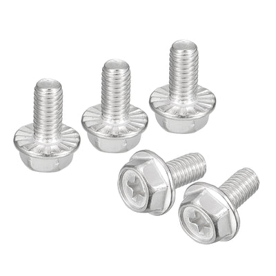Harfington Uxcell M6x12mm Phillips Hex Head Flange Bolts, 10pcs 304 Stainless Steel Screws