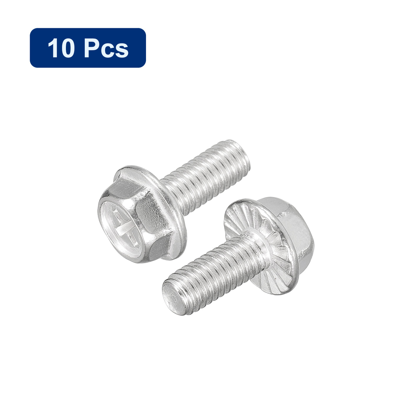 uxcell Uxcell M6x14mm Phillips Hex Head Flange Bolts, 10pcs 304 Stainless Steel Screws