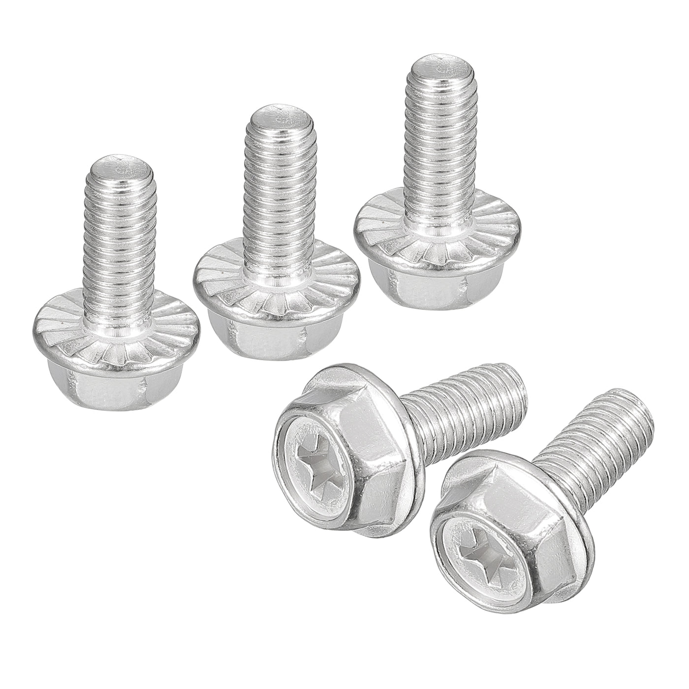 uxcell Uxcell M6x14mm Phillips Hex Head Flange Bolts, 10pcs 304 Stainless Steel Screws