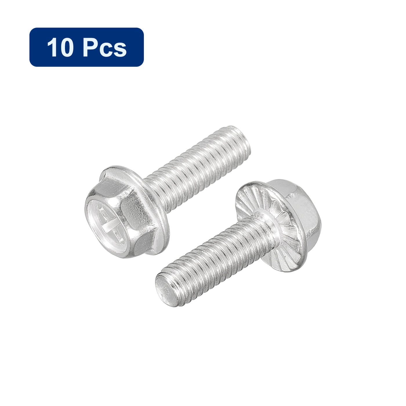 uxcell Uxcell M6x18mm Phillips Hex Head Flange Bolts, 10pcs 304 Stainless Steel Screws