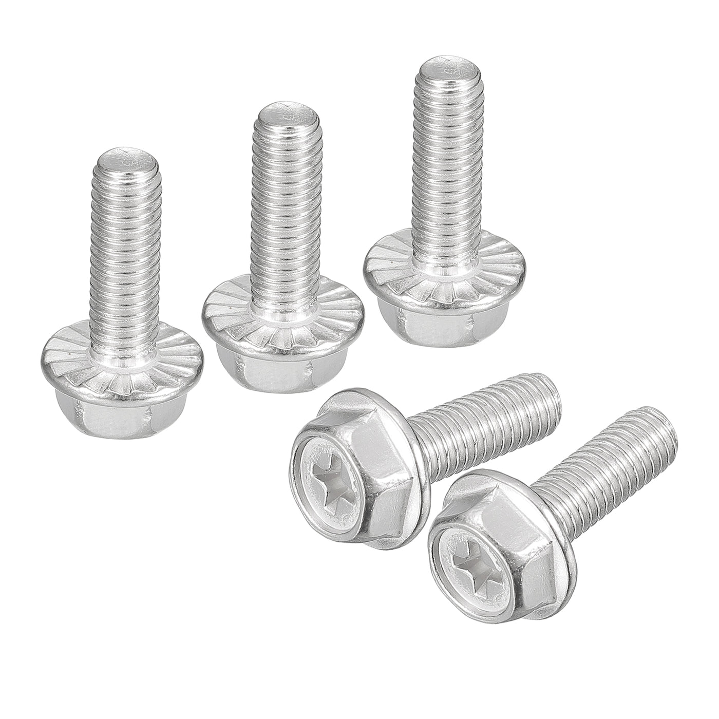 uxcell Uxcell M6x18mm Phillips Hex Head Flange Bolts, 20pcs 304 Stainless Steel Screws