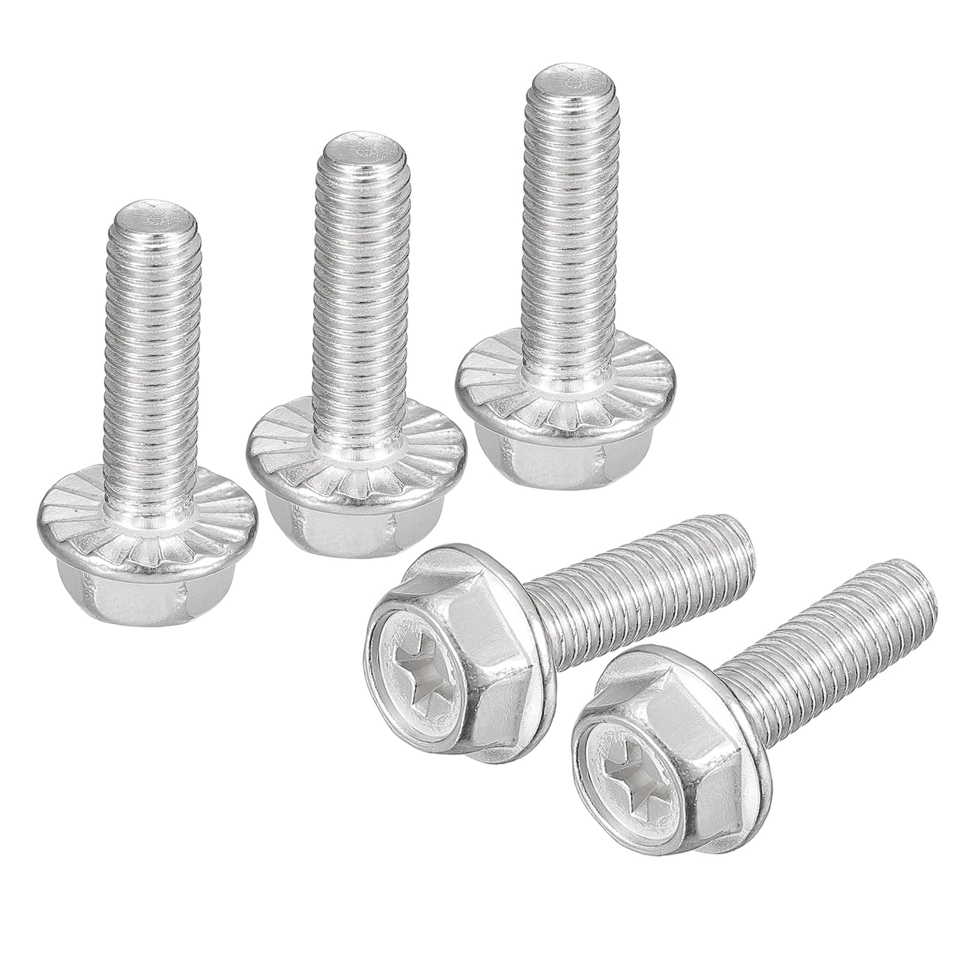 uxcell Uxcell M6x20mm Phillips Hex Head Flange Bolts, 10pcs 304 Stainless Steel Screws