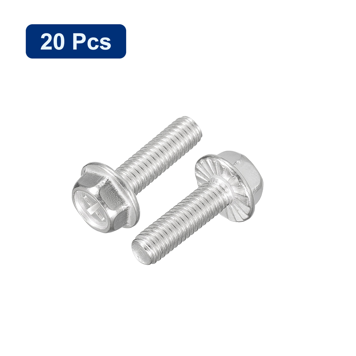 uxcell Uxcell M6x20mm Phillips Hex Head Flange Bolts, 20pcs 304 Stainless Steel Screws