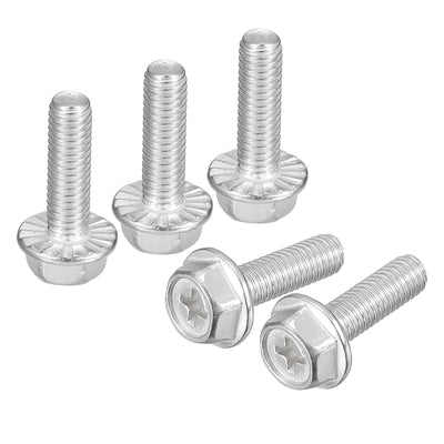 Harfington Uxcell M6x20mm Phillips Hex Head Flange Bolts, 20pcs 304 Stainless Steel Screws