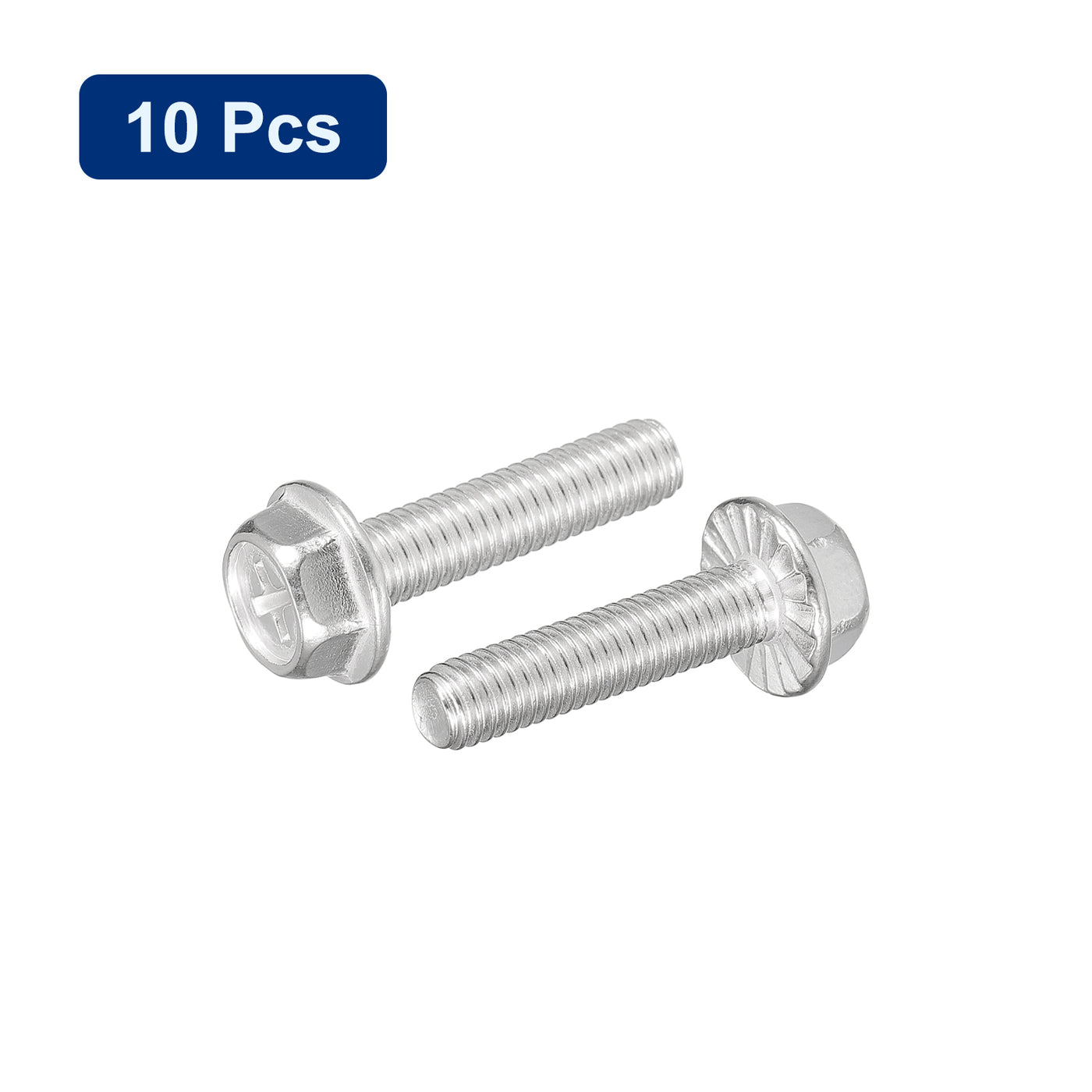 uxcell Uxcell M6x25mm Phillips Hex Head Flange Bolts, 10pcs 304 Stainless Steel Screws