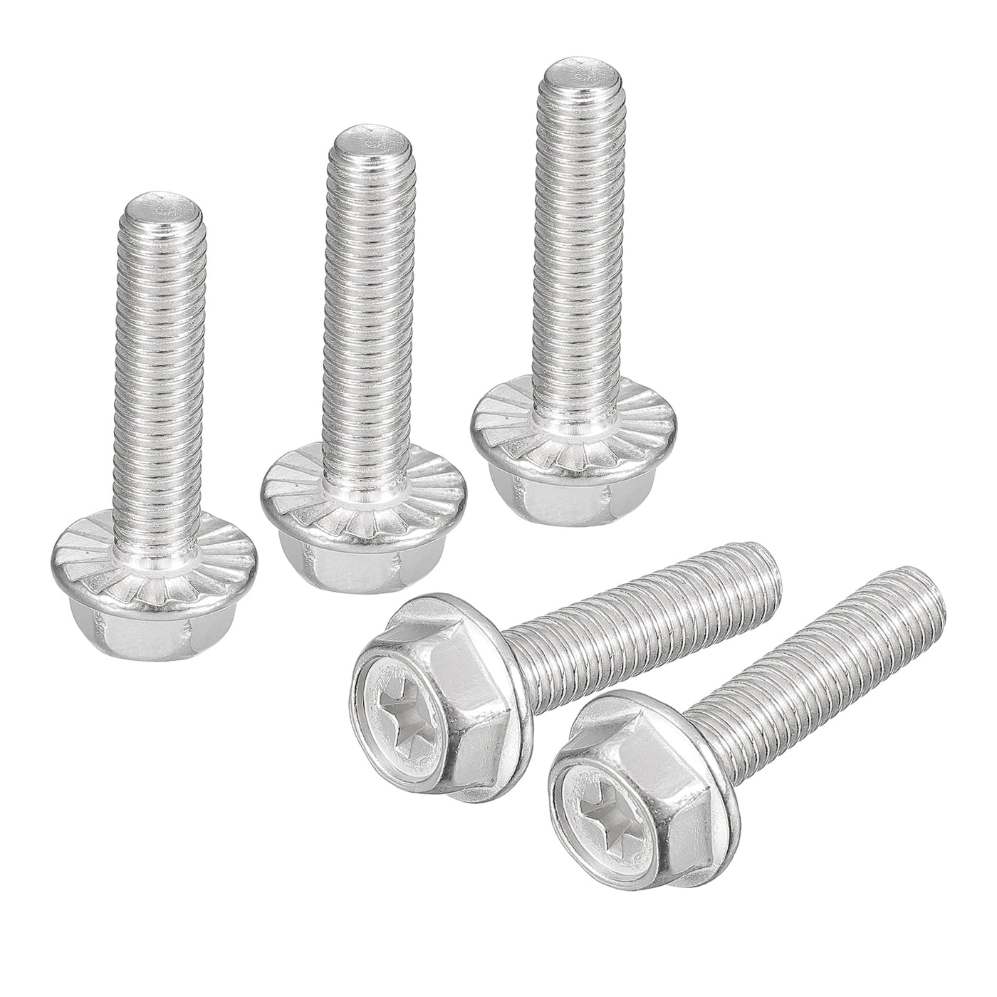 uxcell Uxcell M6x25mm Phillips Hex Head Flange Bolts, 20pcs 304 Stainless Steel Screws
