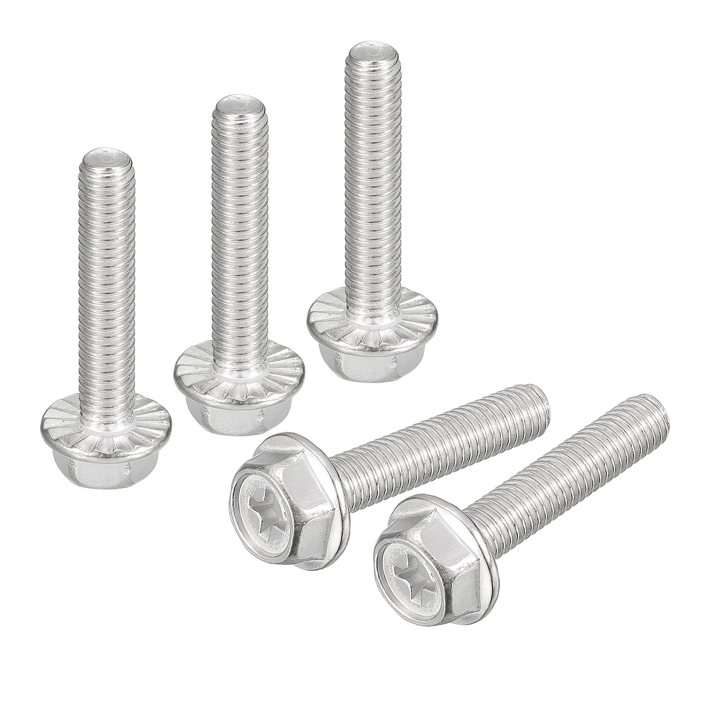 uxcell Uxcell M6x30mm Phillips Hex Head Flange Bolts, 20pcs 304 Stainless Steel Screws