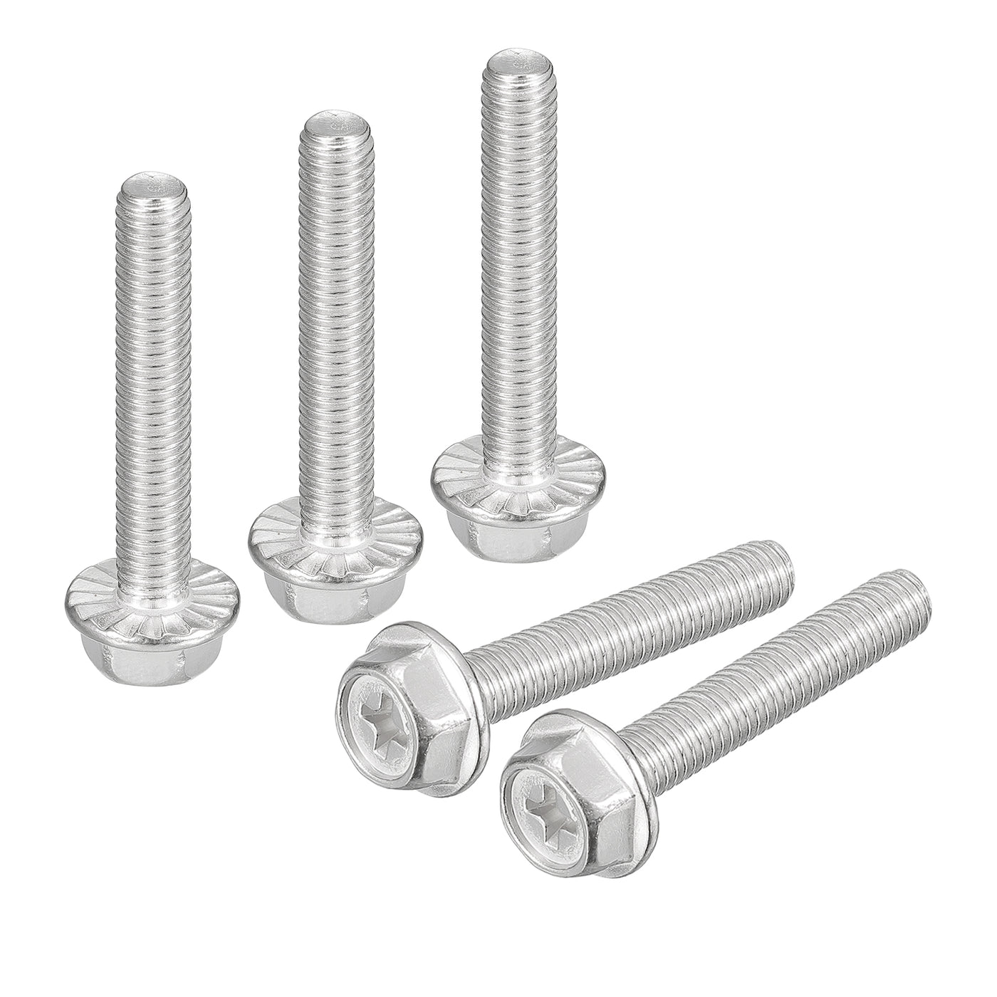 uxcell Uxcell M6x35mm Phillips Hex Head Flange Bolts, 10pcs 304 Stainless Steel Screws