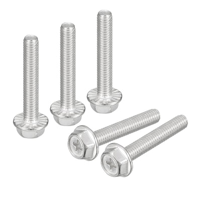 Harfington Uxcell M6x35mm Phillips Hex Head Flange Bolts, 10pcs 304 Stainless Steel Screws