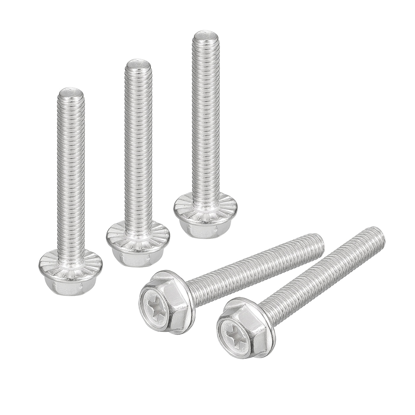 uxcell Uxcell M6x40mm Phillips Hex Head Flange Bolts, 10pcs 304 Stainless Steel Screws