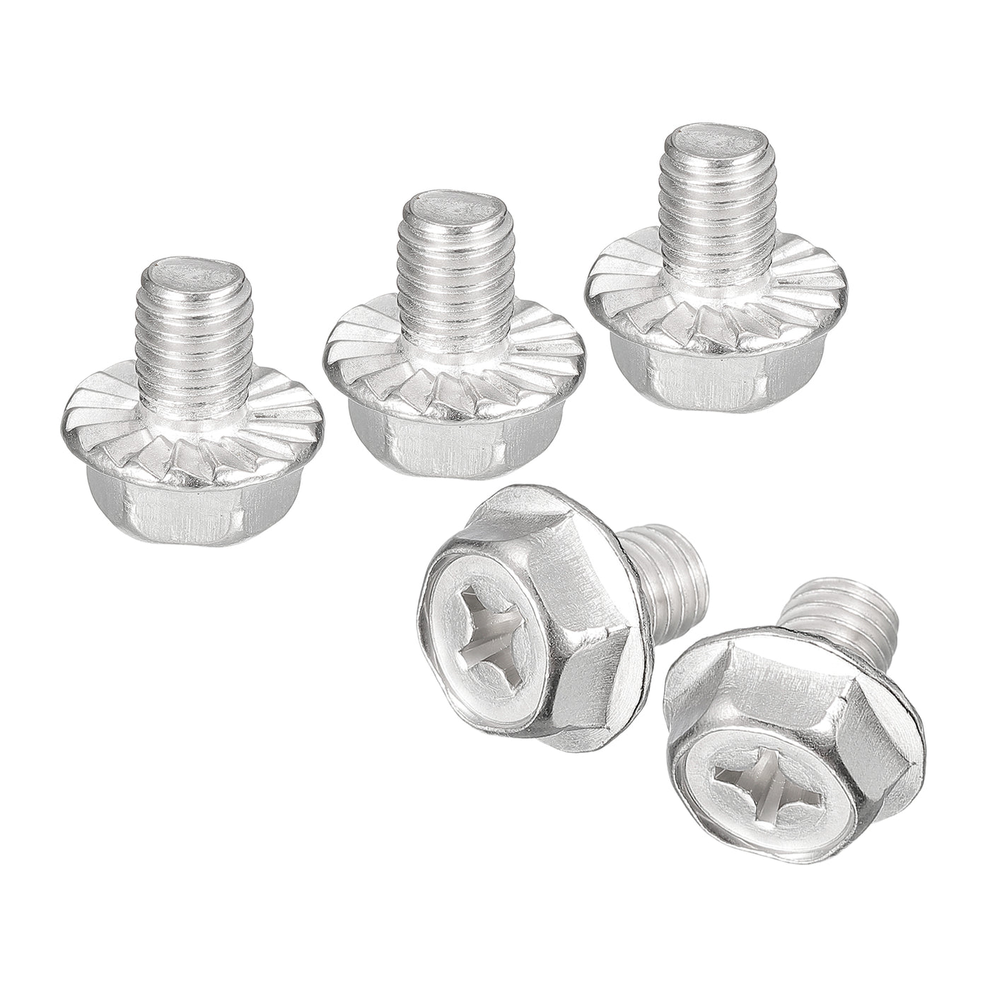 uxcell Uxcell M8x10mm Phillips Hex Head Flange Bolts, 10pcs 304 Stainless Steel Screws