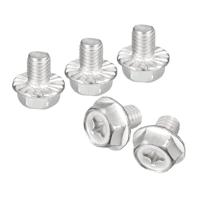 Harfington Uxcell M8x10mm Phillips Hex Head Flange Bolts, 10pcs 304 Stainless Steel Screws