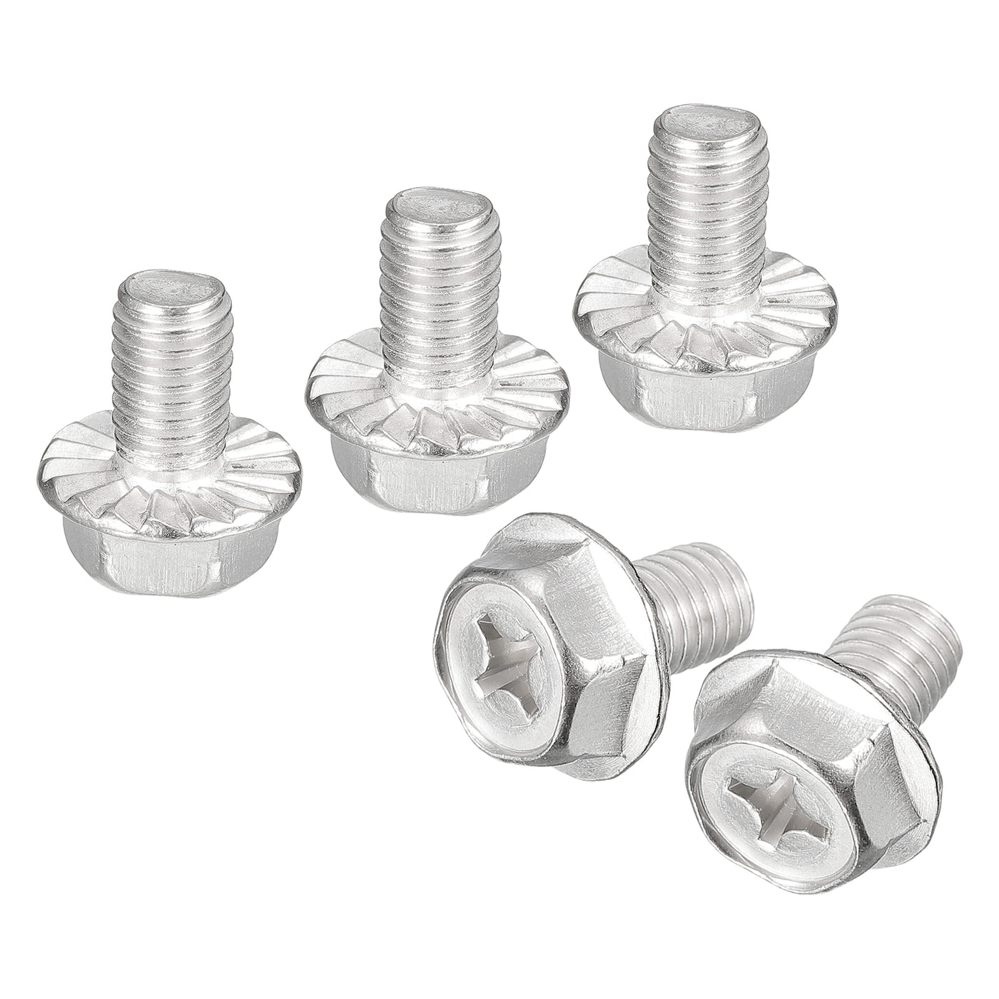 uxcell Uxcell M8x12mm Phillips Hex Head Flange Bolts, 10pcs 304 Stainless Steel Screws