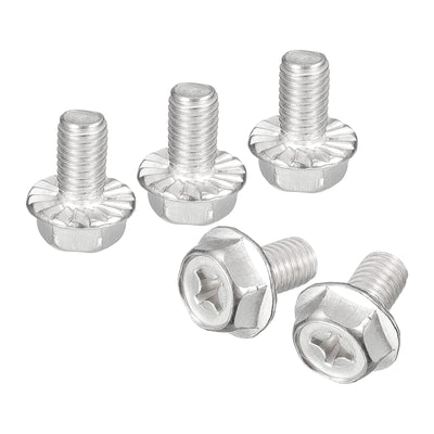 Harfington Uxcell M8x14mm Phillips Hex Head Flange Bolts, 10pcs 304 Stainless Steel Screws