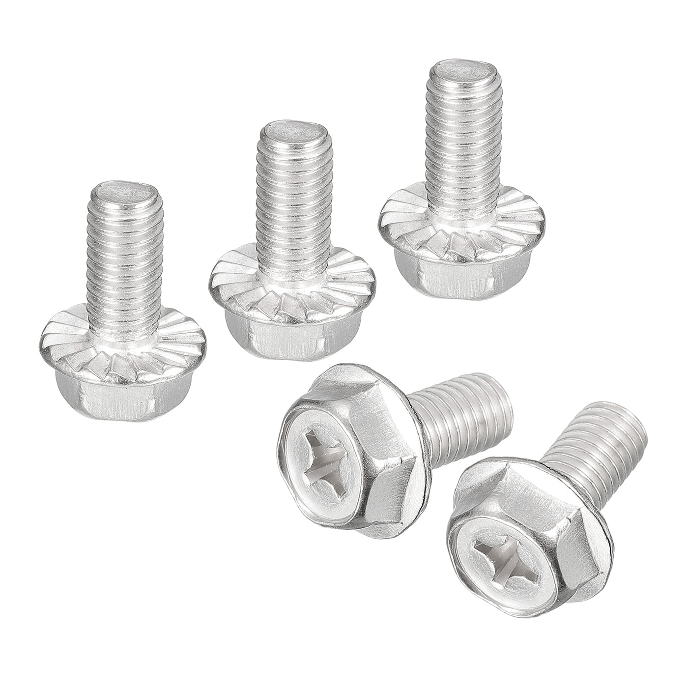 uxcell Uxcell M8x16mm Phillips Hex Head Flange Bolts, 10pcs 304 Stainless Steel Screws