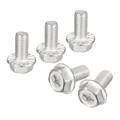 Harfington Uxcell M8x16mm Phillips Hex Head Flange Bolts, 10pcs 304 Stainless Steel Screws