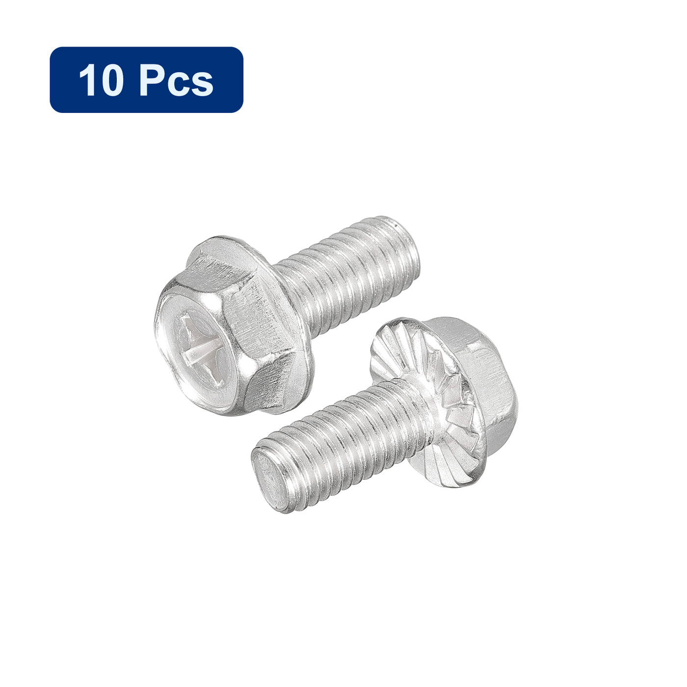uxcell Uxcell M8x18mm Phillips Hex Head Flange Bolts, 10pcs 304 Stainless Steel Screws