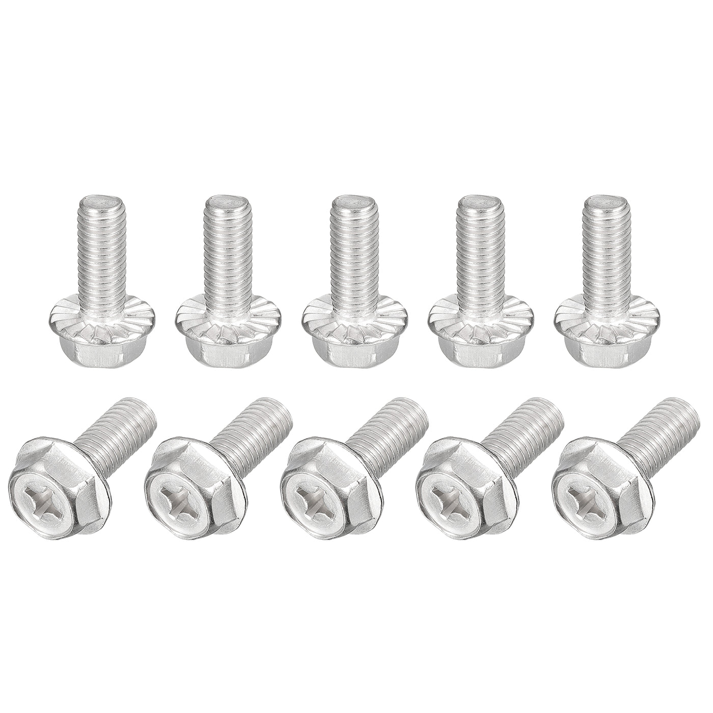 uxcell Uxcell M8x20mm Phillips Hex Head Flange Bolts, 10pcs 304 Stainless Steel Screws